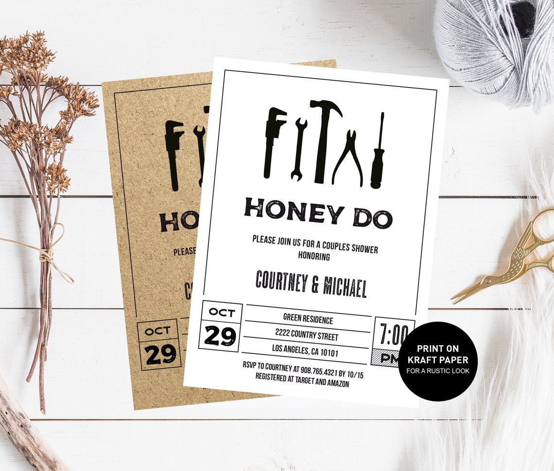 Honey Do Shower Invitation Honey Do Party Invite Printable Etsy
