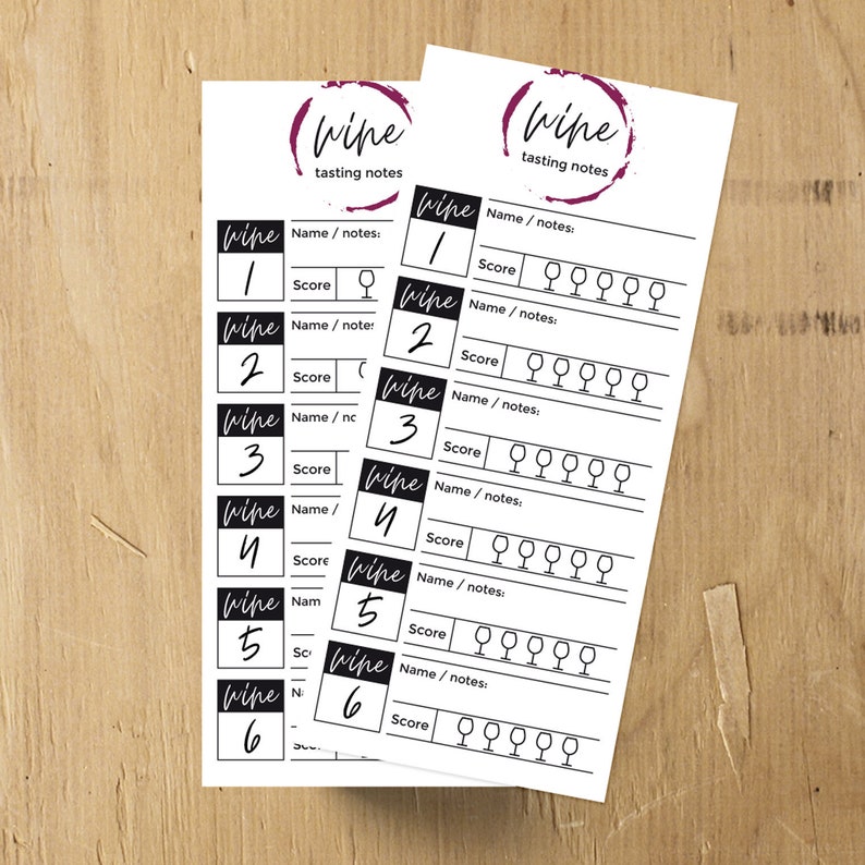 Wine Tasting Card Printable Wine Tasting Scorecard Template Etsy