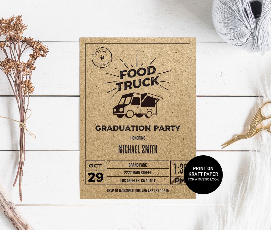 Food Truck Graduation Invitation, Food Truck Gaduation Party Invite