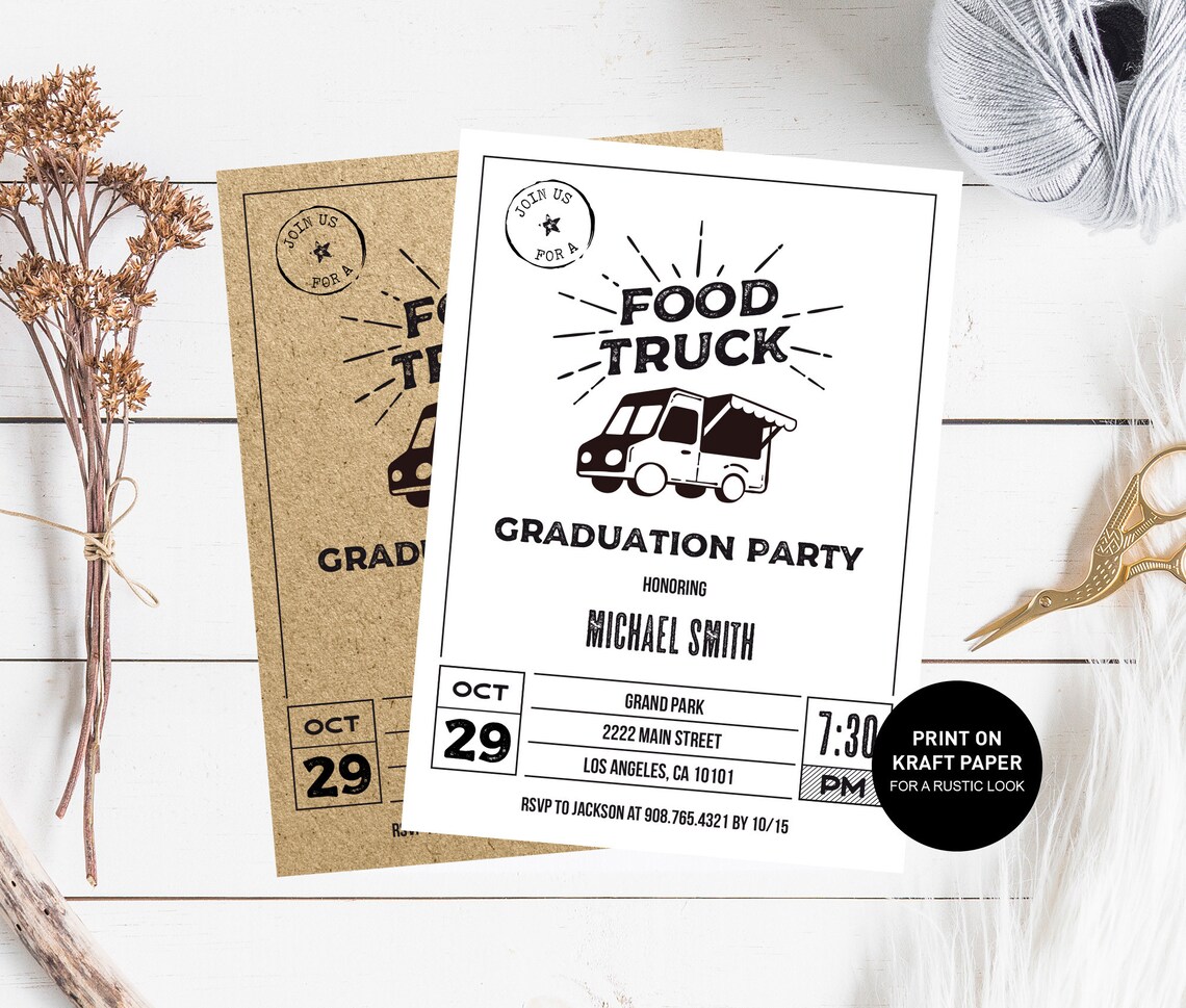 Food Truck Graduation Invitation Food Truck Gaduation Party - Etsy