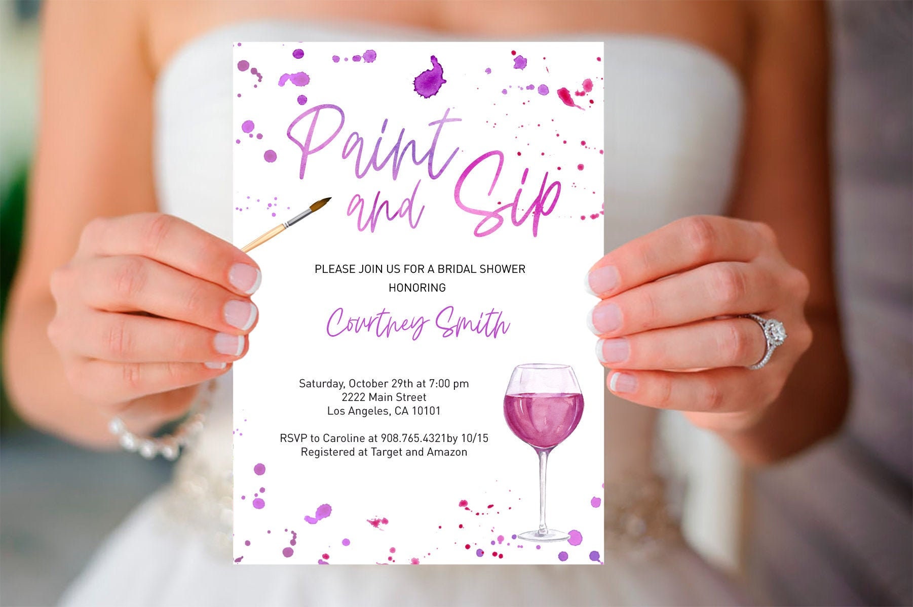 Paint and Sip Bridal Shower Invitation Painting Bridal Shower Etsy