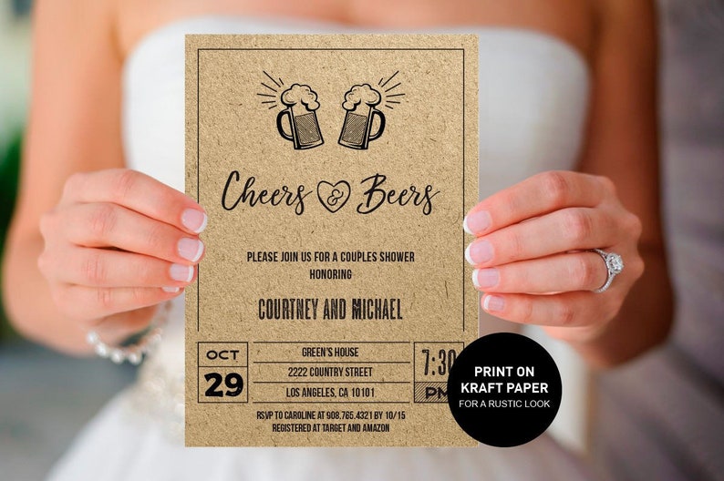 Cheers and Beers Couples Shower Invitation brewery invite INSTANT DOWNLOAD beer Bridal shower Wedding Rehearsal dinner Engagement party