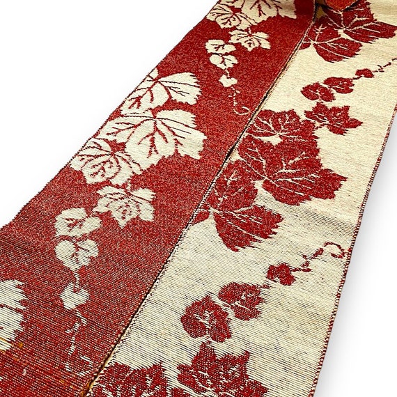 Women's obi,silk,red and ivory,japanese obi,vine … - image 9