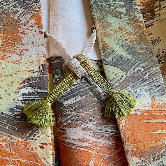 Haori silk,japanese jacket,lined,abstract pattern… - image 10