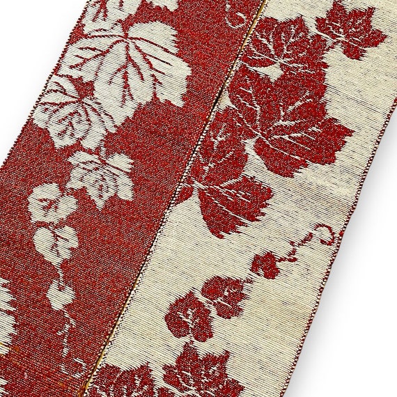 Women's obi,silk,red and ivory,japanese obi,vine … - image 6