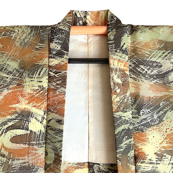 Haori silk,japanese jacket,lined,abstract pattern… - image 6