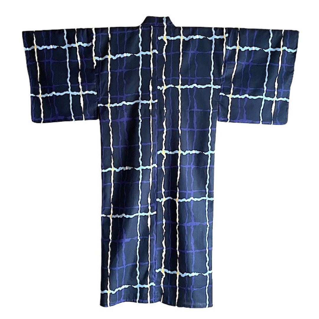 Cotton Yukata for Mensummer Kimono for Menbluepurpleyellow Etsy