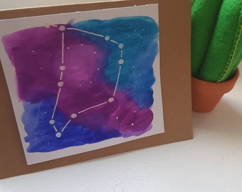 Capricorn water colour blank card birthday Christmas special occasion astrology hand painted