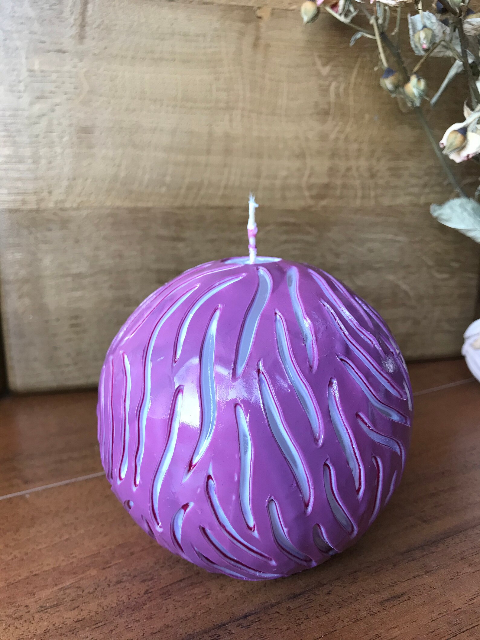 Large violet sphere candle large candle ball Interior candle Etsy