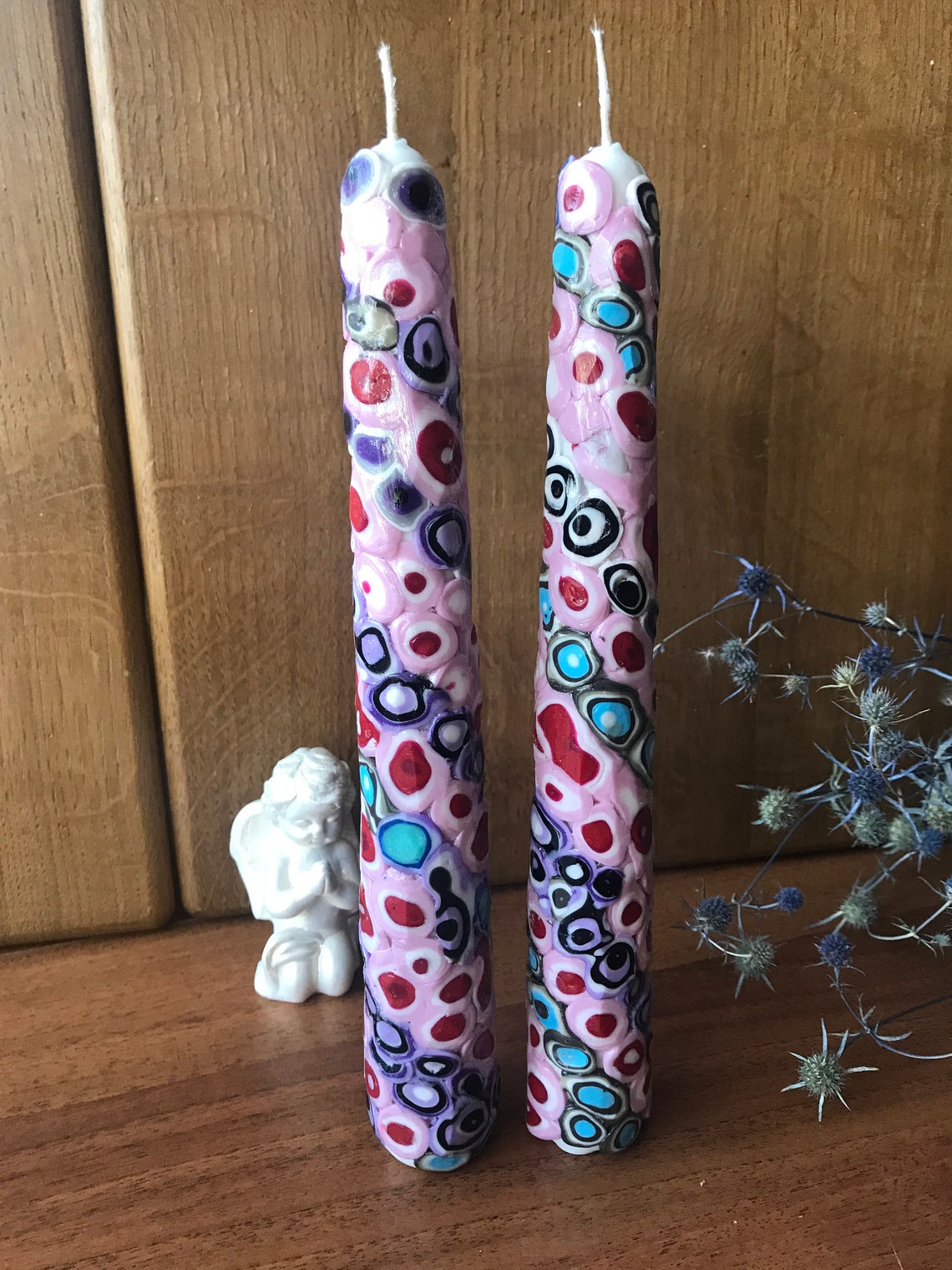 Multicolored taper candles Set of taper candles Set candles Etsy