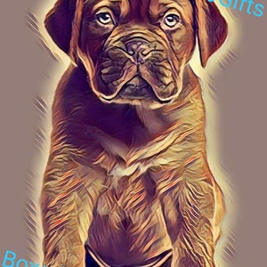 Dogue De Bordeaux Puppy Art - JPG Download - Print At Home - Dog Lover.