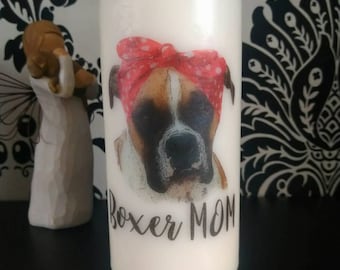 Boxer Dog / Boxer Mom Pillar Candle - Otras razas disponibles - Cumpleaños, Navidad, Amante de los perros, Regalo.