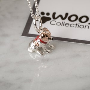 Jack Russell Dog Pendant , made from solid silver with rose gold plating.