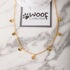 Pfotenabdruck Halskette in gelb gold Vermeil , Hunde Liebhaber Halskette.