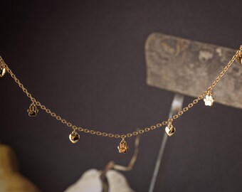 Paw Prints On Your Heart Necklace in gold vermeil , dog lovers necklace, paw print necklace