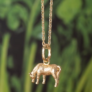 Grazing Pony Pendant, gold vermeil pony pendant on a choice of adjustable length chains.
