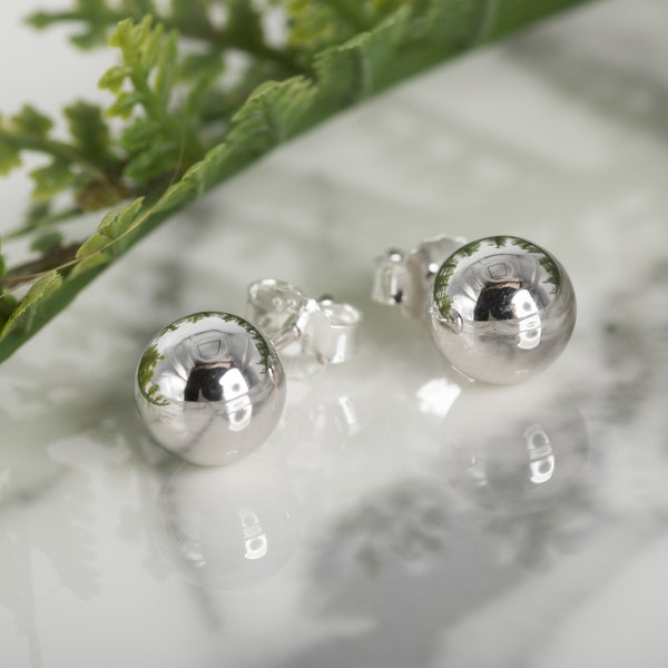 Silver Ball Earrings Etsy UK