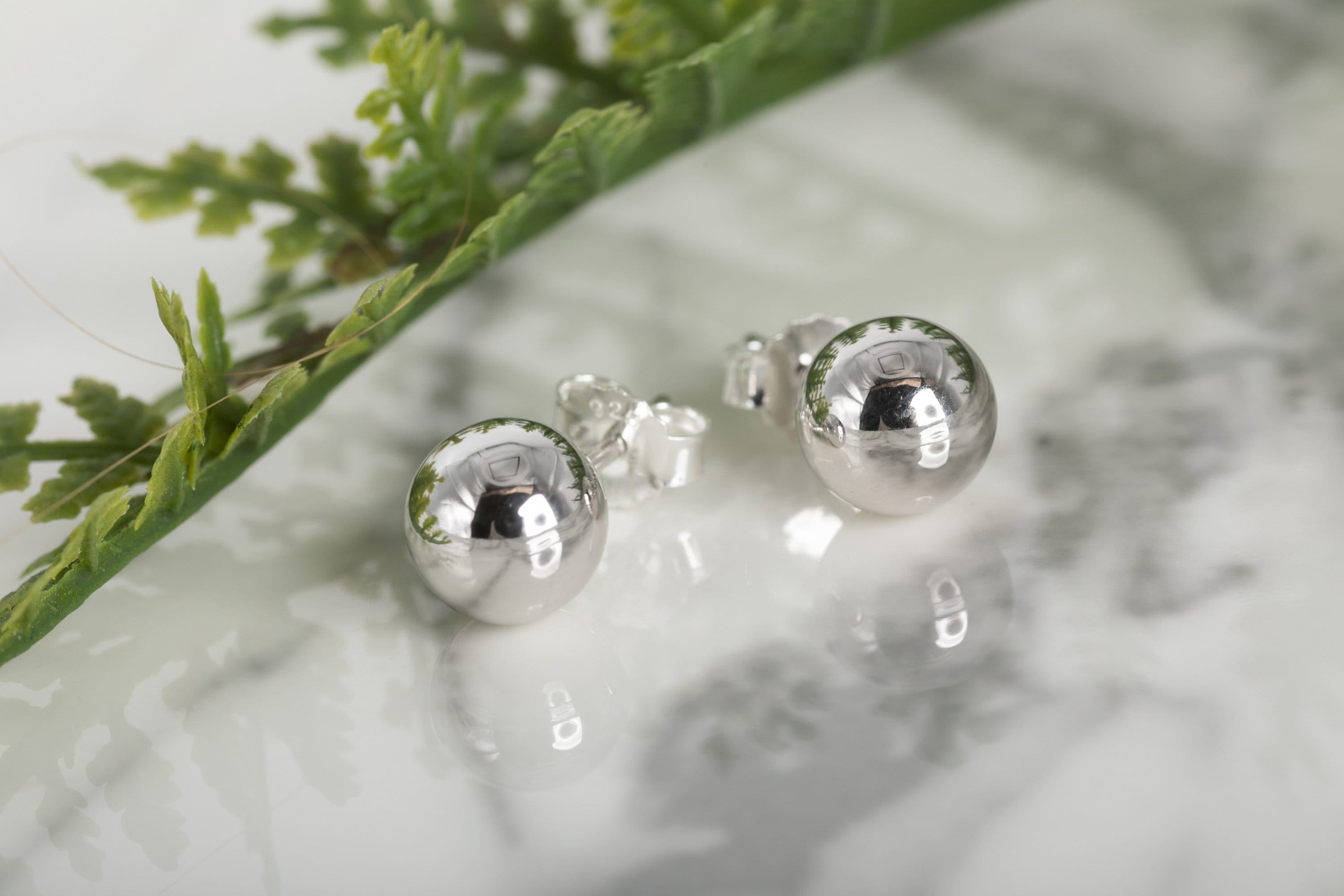 Silver Ball Stud Earrings - Large Ball Studs in Shiny