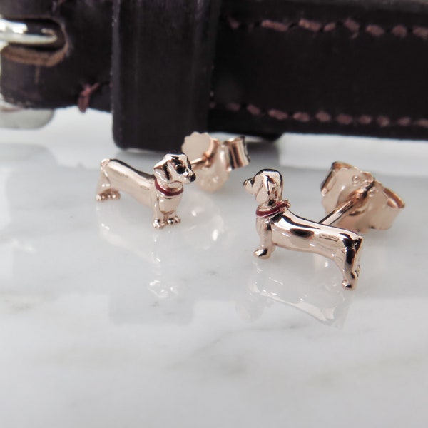 Rose Gold Dachshund Stud Earrings,  Dachshund Dog Studs, Dachshund Stud Earrings, Dachshund earrings,