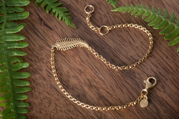 Fern Leaf Bracelet, Gold Bracelet With a Fern Leaf Design Fern Leaf Bracelet, Gold Bracelet With a Fern Leaf Design