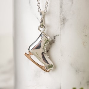 Ice Skate Pendant, Silver Ice Skate Pendant or charm.