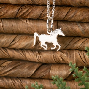 Sterling Silver Running Pony Necklace: Adjustable Chain, Horse Lover Gift