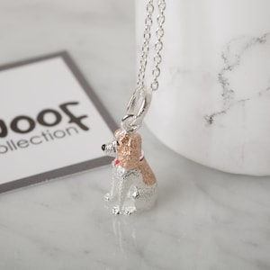 Spaniel Dog Pendant , Springer Spaniel Dog Necklace, Cocker Spaniel Dog Pendant, Silver and rose gold dog pendant.