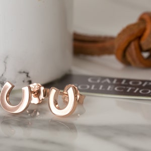 Rose Gold Horseshoe Stud Earrings