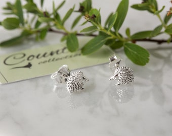 Sterling Silver Hedgehog Stud Earrings: British Wildlife Jewelry