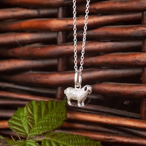 Silver Sheep Pendant, solid silver sheep necklace with an adjustable silver chain