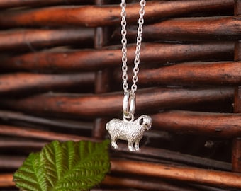 Silver Sheep Pendant, solid silver sheep necklace with an adjustable silver chain