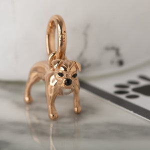 Staffordshire Bull Terrier Dog Charm,  'staffy' charm in solid silver and plated in rose gold.