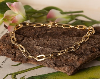 Bracelet chaîne à maillons ovales dorés - Argent recyclé, Plaqué or