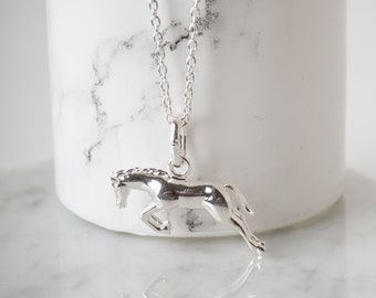 Silver Horse Necklace, Horse Pendant, Horse Figurine, Horse Jewelry, Horse Charm, Horses, Horse Charms, Equestrian Jewelry, Equestrian