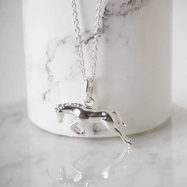 Silver Horse Necklace, Horse Pendant, Horse Figurine, Horse Jewelry, Horse Charm, Horses, Horse Charms, Equestrian Jewelry, Equestrian