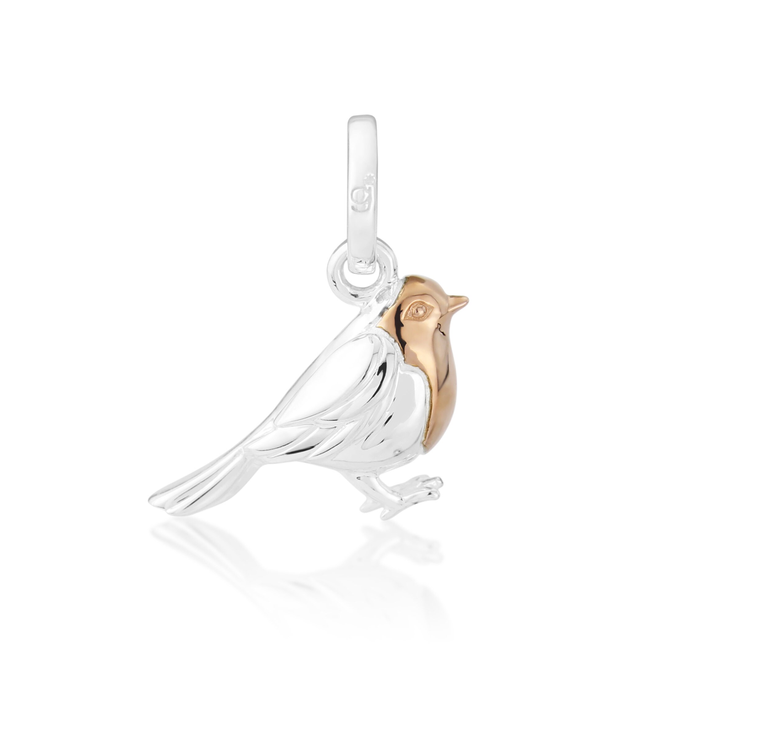Robin Charm in Solid Sterling Silver With a Rose Gold Breast. - Etsy
