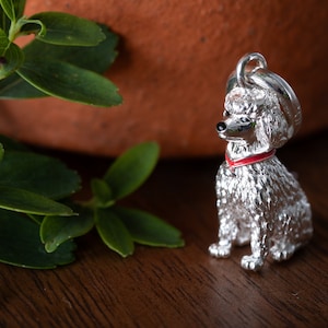 Poodle Dog Charm, solid silver poodle charm compatible with most charm jewellery