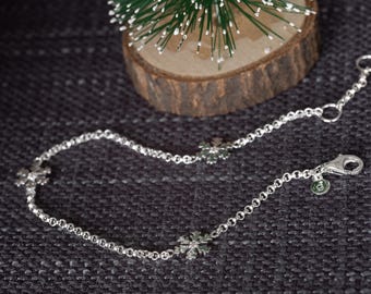 Bracelet Vintage Argent Sterling 1920 - Motif Flocon De Neige Filigrané - 7 Maillons - Fait Main & Signé