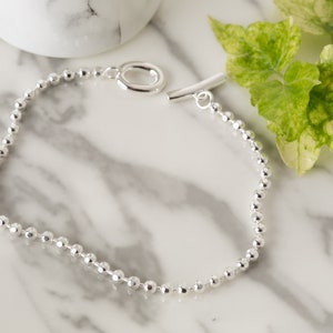 Silver Beaded T Bar Bracelet