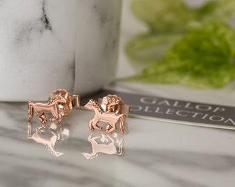 Running Pony Earrings in Rose Gold