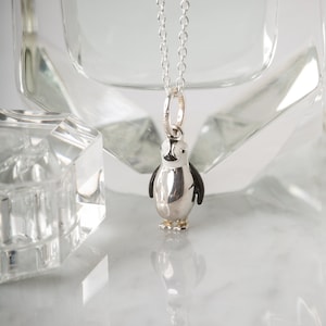 Penguin Necklace, Penguin Pendant, Penguin Charm, Penguin Gift, Bird Necklace Silver, Sterling Silver Bird Necklace, Animal Necklace, Silver