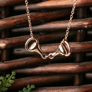 Rose Gold Snaffle Bit Necklace, Rose Gold Equestrian Bit Necklace