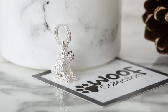 Goldendoodle Charm Sitting Dog 3D Sterling Silver Goldendoodle Charm Sitting Dog 3D Sterling Silver