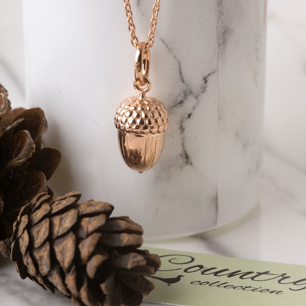 Gold Acorn Necklace Etsy