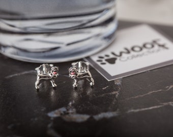 Pug Earrings, Silver Pug Dog stud earrings