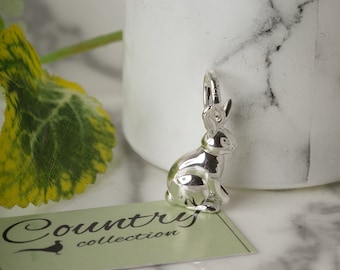 Sterling Silver Rabbit Charm: Solid Bunny Pendant