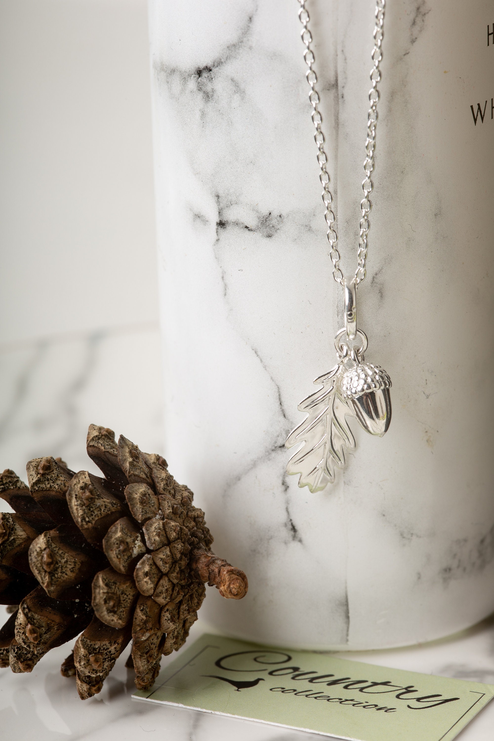 Acorn and Leaf Pendant Acorn Pendant Silver Acorn Pendant Etsy