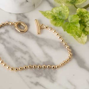 Yellow Gold Vermeil Beaded T Bar Bracelet