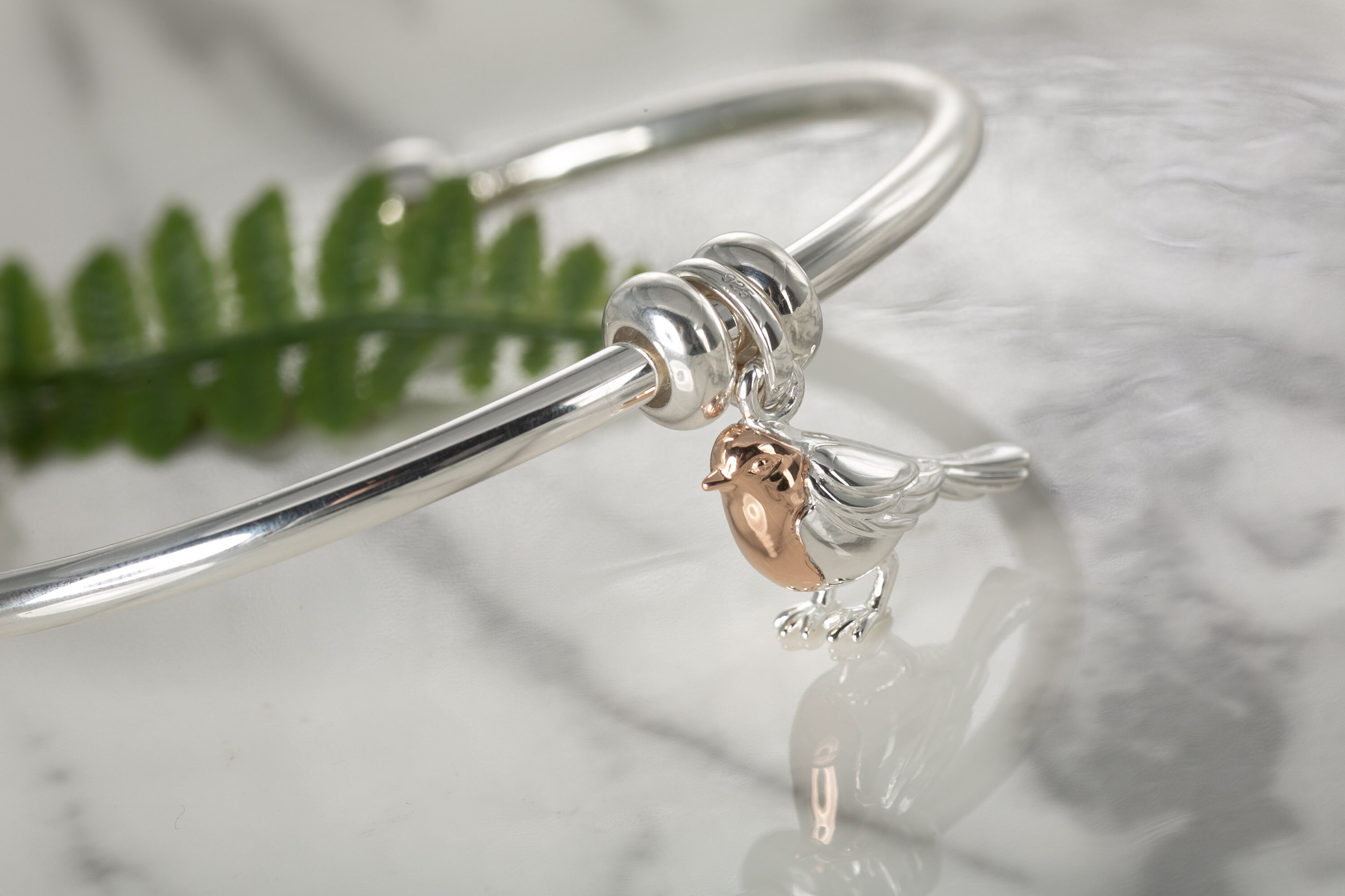 Robin Charm in Solid Sterling Silver With a Rose Gold Breast. - Etsy