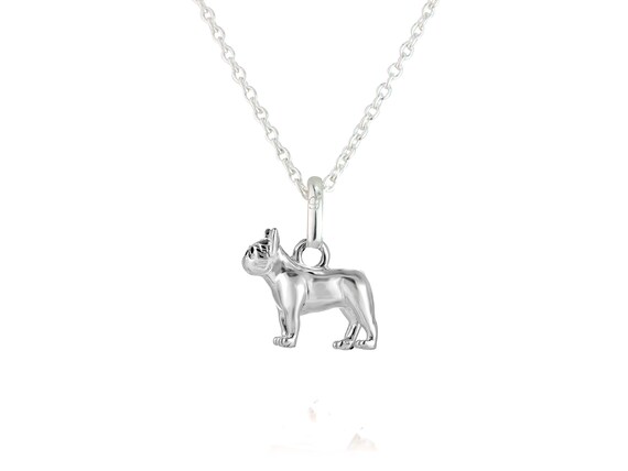 Collana con bulldog francese, in argento Sterling 925, con